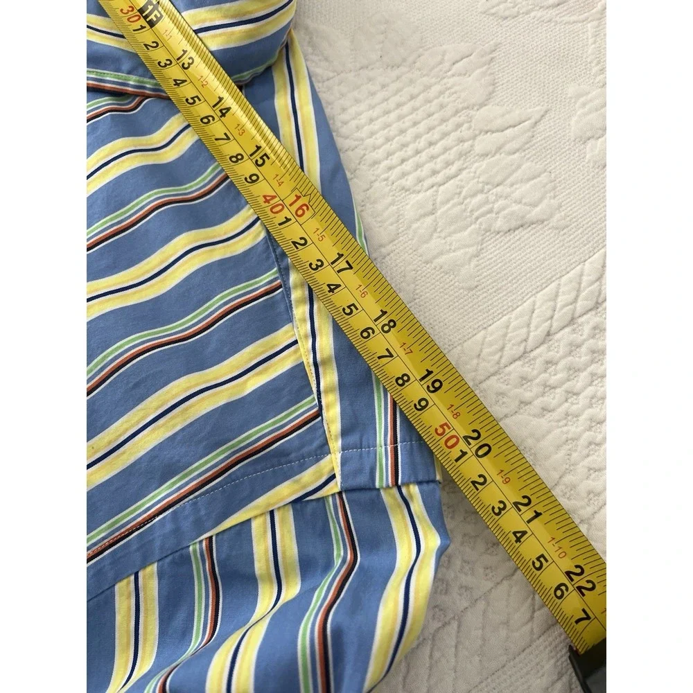 Polo Ralph Lauren Mens XL Blue Multicolor Stripe Classic Fit Button Down Pony